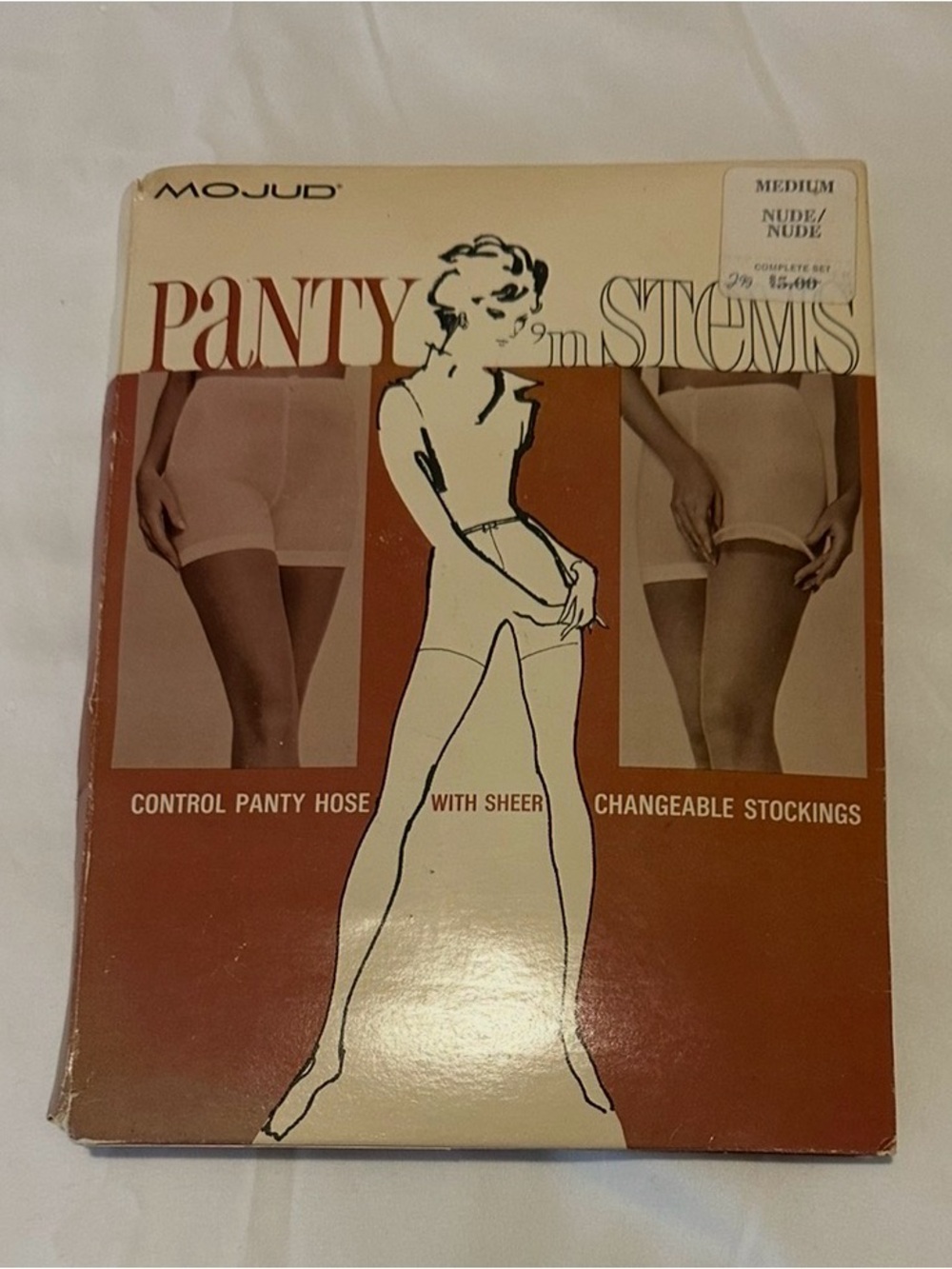 Vintage Mojud Panty ’n Stems Nude Hosiery Set Medium NOS Likely late 1960’s-1970
